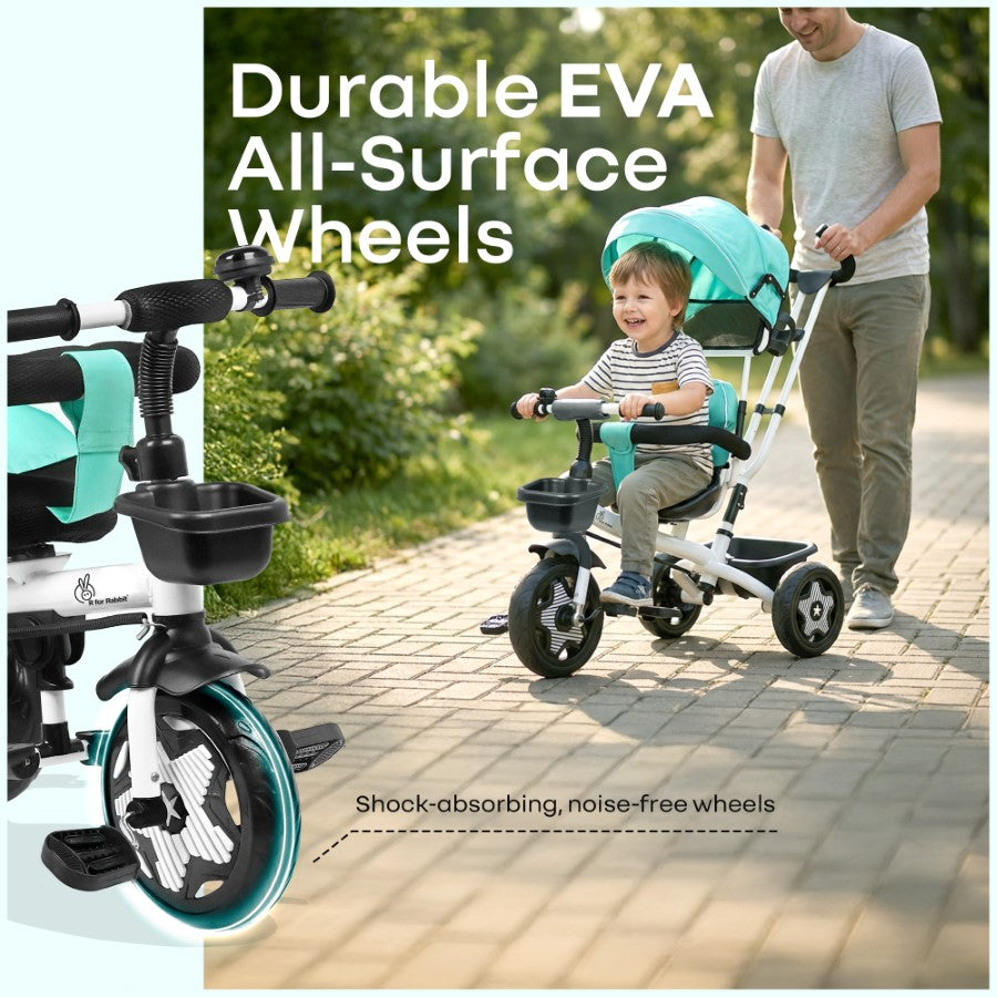 R for Rabbit Tiny Toes R40 Ace 360° Rotatable Seat Baby Tricycle with Parent Control Handle, Adjustable Canopy & EVA Wheels (2–5 Years)