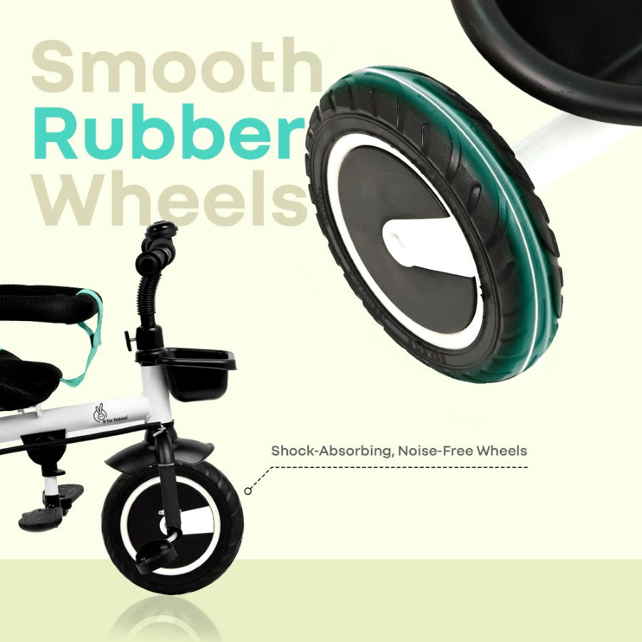 R for Rabbit Tiny Toes R40 Plus Baby Tricycle with Canopy, Footrests, Plug-N-Play Wheels & Adjustable Parent Handle (Up to 25 kg)