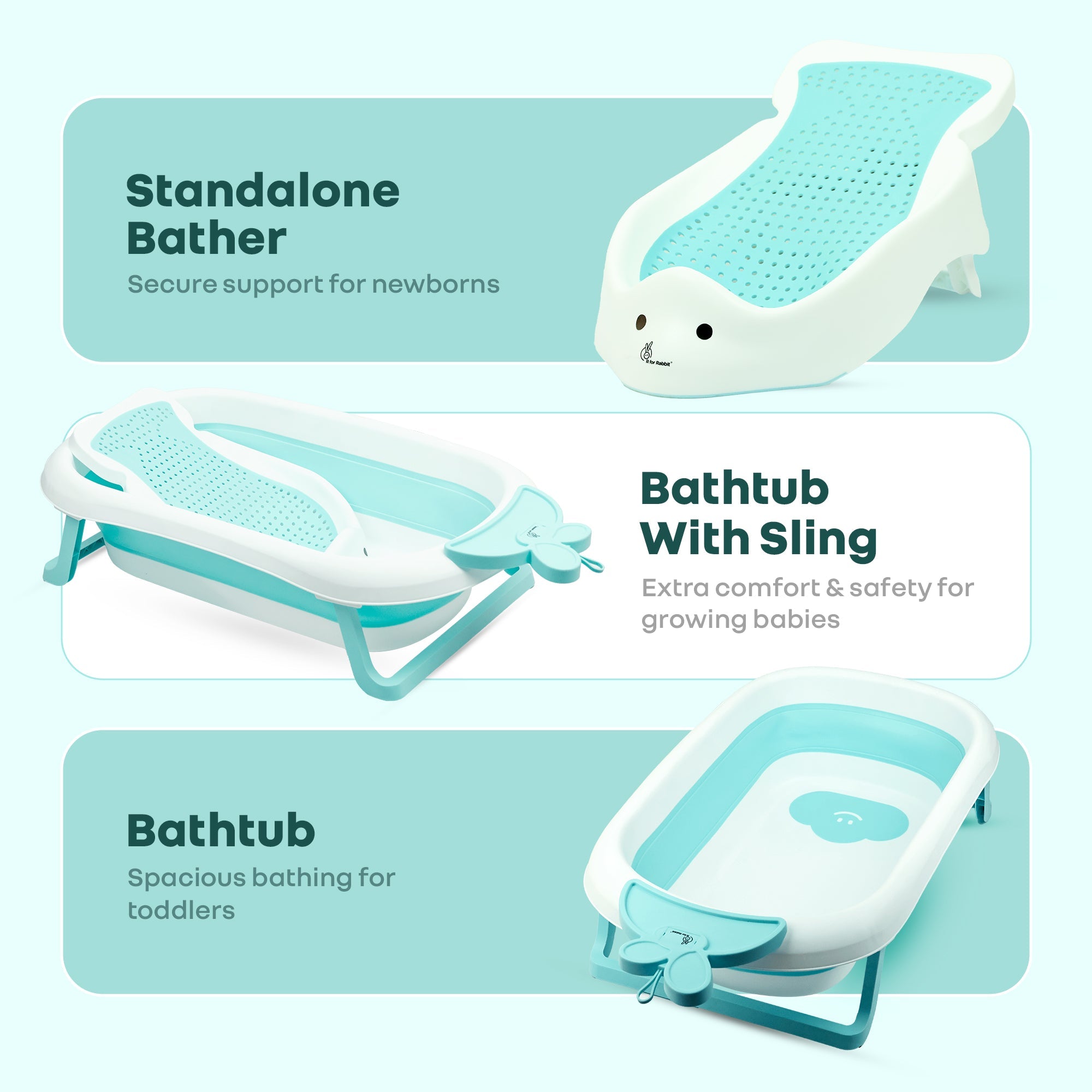 R for Rabbit Bubble Double Bunny by R for Rabbit 3-in-1 Baby Bath Tub & Bather