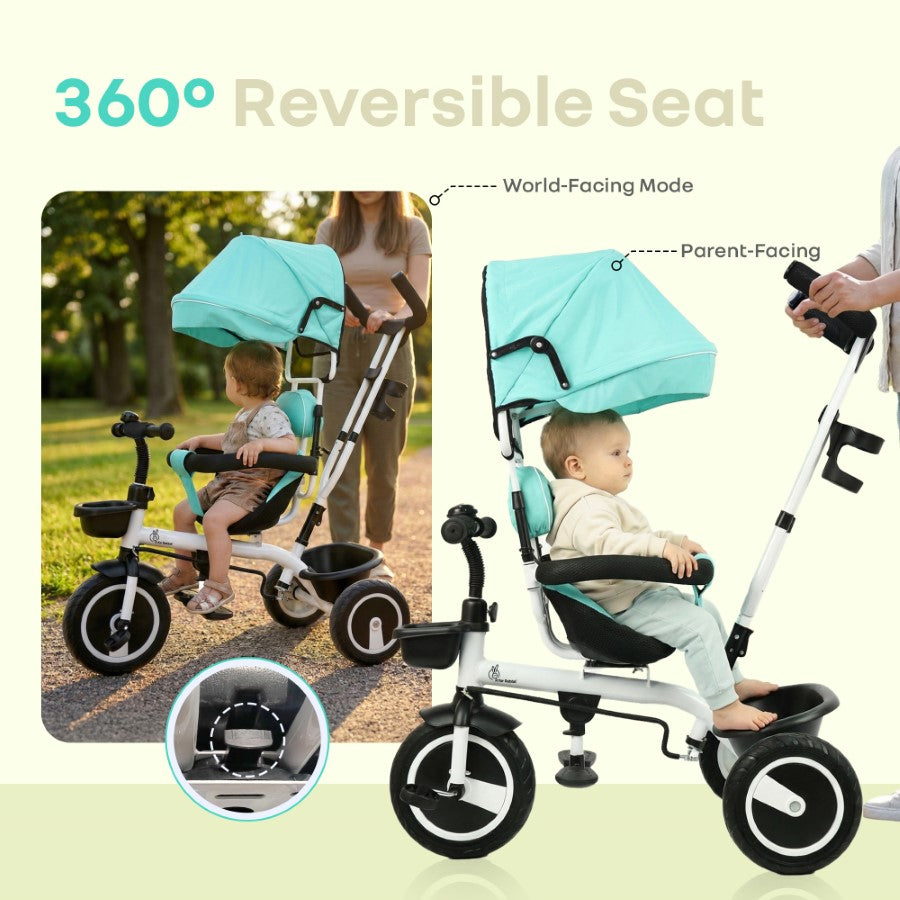 R for Rabbit Tiny Toes R40 Plus Baby Tricycle with Canopy, Footrests, Plug-N-Play Wheels & Adjustable Parent Handle (Up to 25 kg)