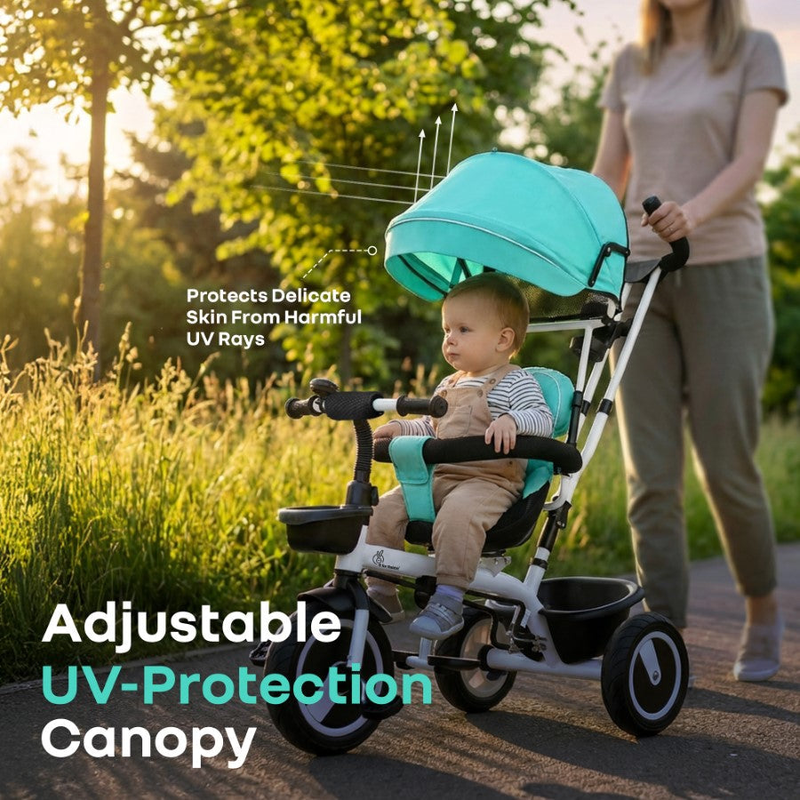 R for Rabbit Tiny Toes R40 Plus Baby Tricycle with Canopy, Footrests, Plug-N-Play Wheels & Adjustable Parent Handle (Up to 25 kg)