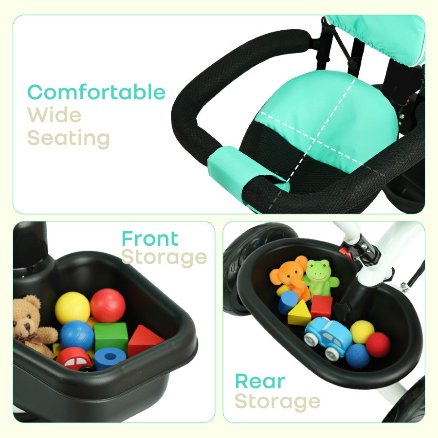 R for Rabbit Tiny Toes R40 Plus Baby Tricycle with Canopy, Footrests, Plug-N-Play Wheels & Adjustable Parent Handle (Up to 25 kg)