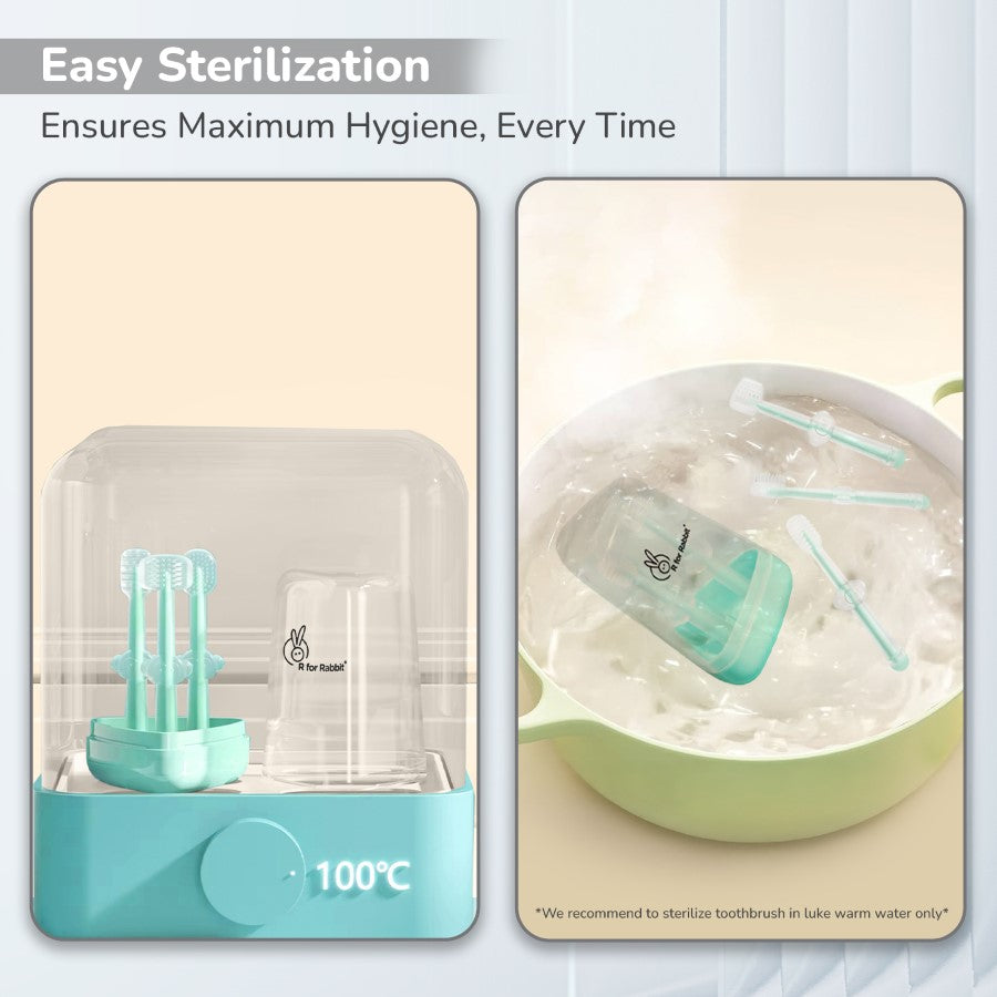 R for Rabbit Tiny Smiles Pixie 3-in-1 Baby Toothbrush Set BPA-Free Silicone with Gum Massager, U-Shape & Toddler Brush
