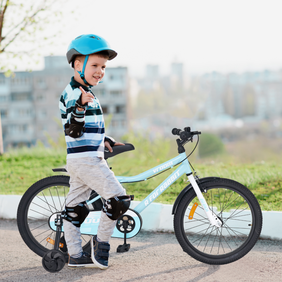 R for Rabbit Vroom Bicycle For Kids 20 Inch With 90% Plug And Play For Ease Of Installation, Wide Training Wheels, Adjustable Seat, 7-10yrs, Upto 50kgs