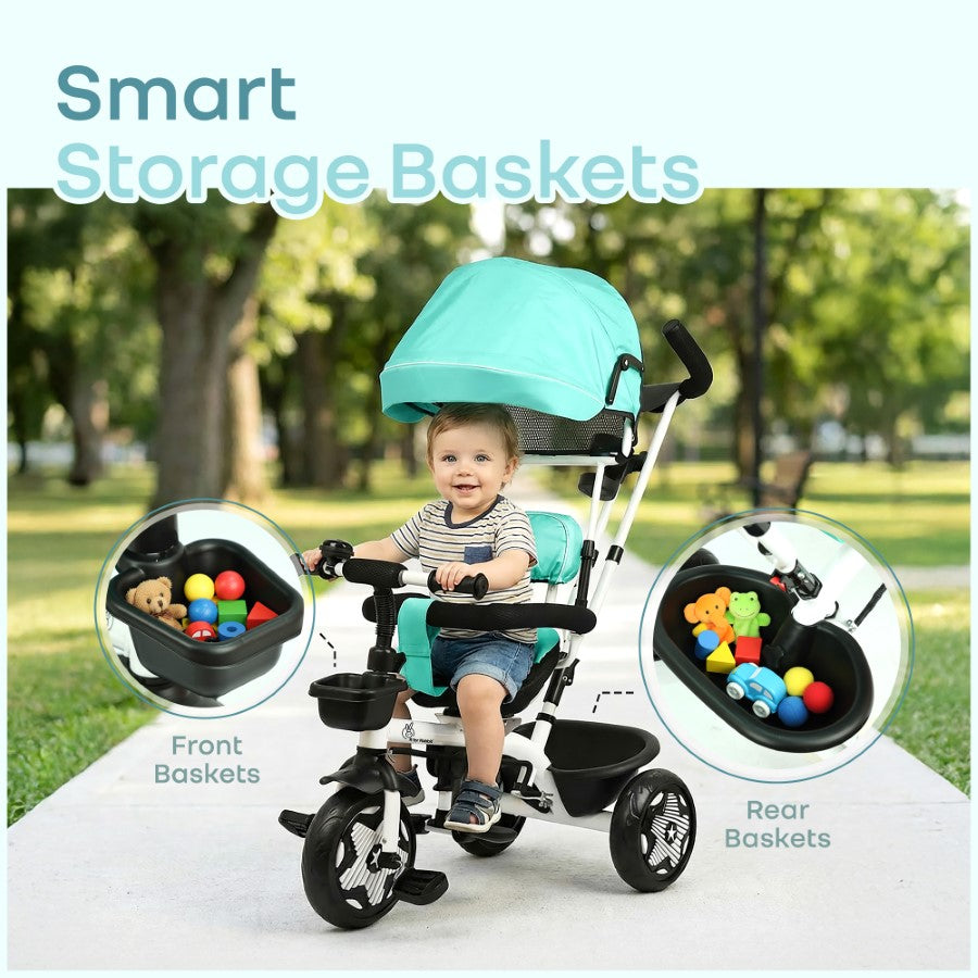 R for Rabbit Tiny Toes R40 Ace 360° Rotatable Seat Baby Tricycle with Parent Control Handle, Adjustable Canopy & EVA Wheels (2–5 Years)