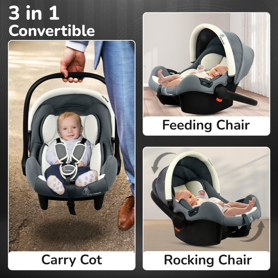 R for Rabbit Picaboo Sportz Baby Carry Cot With Personalized Name Tag