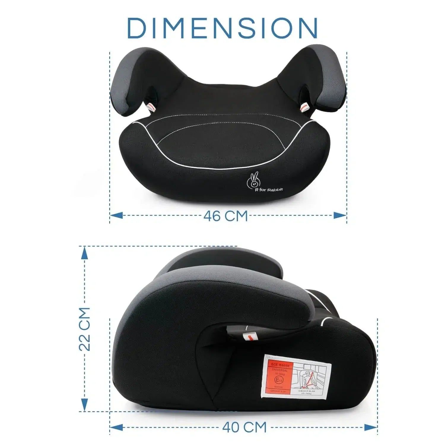 R for Rabbit Little Jack Elite Booster Car Seat For 3 to 12 Year Kids (Black Grey)