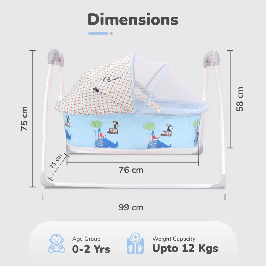 R for Rabbit Lullabies Cradle - Auto Swing With Remote Control, 16 In-Built Soothing Music Tunes, Mosquito Net Baby Cradle, 3-Point Safety, Swing Lock