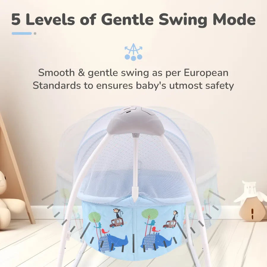 R for Rabbit Lullabies Cradle - Auto Swing With Remote Control, 16 In-Built Soothing Music Tunes, Mosquito Net Baby Cradle, 3-Point Safety, Swing Lock