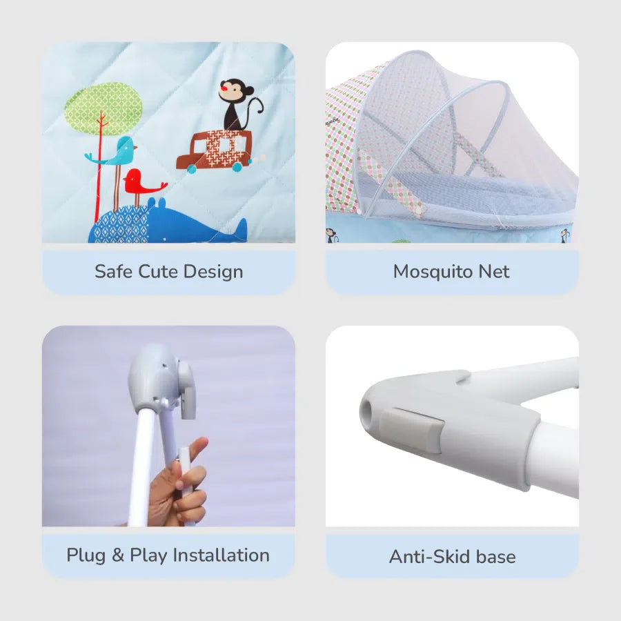 R for Rabbit Lullabies Cradle - Auto Swing With Remote Control, 16 In-Built Soothing Music Tunes, Mosquito Net Baby Cradle, 3-Point Safety, Swing Lock