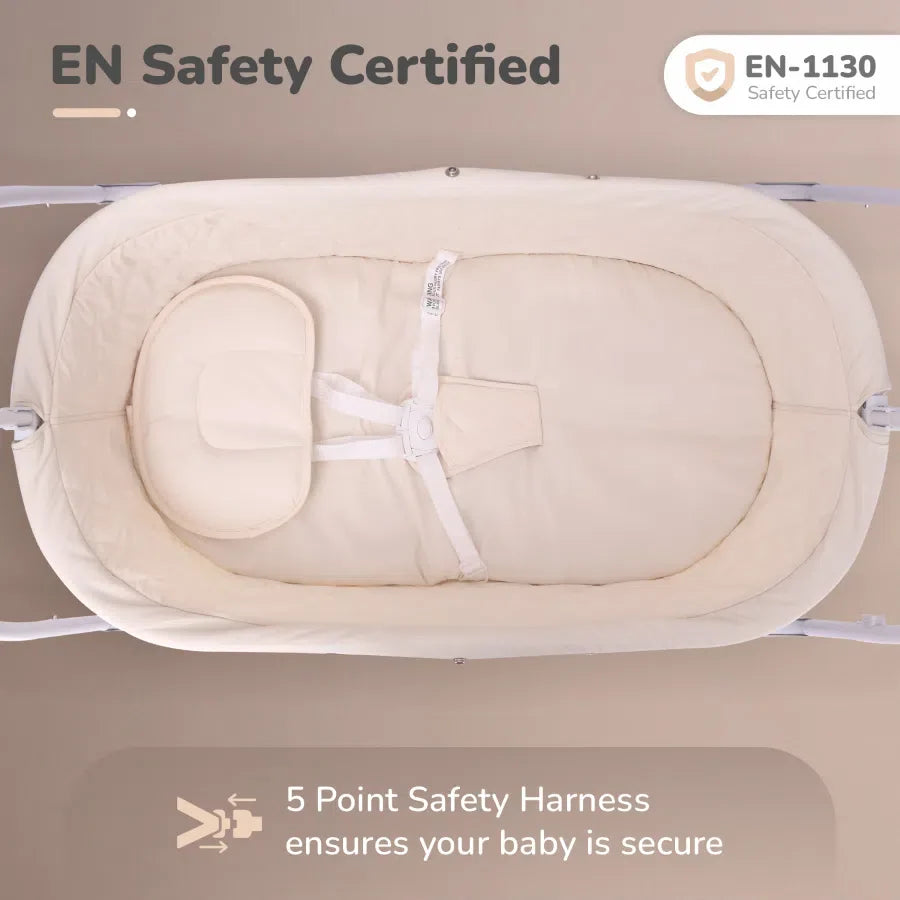 R for Rabbit Lullabies Cradle - Auto Swing With Remote Control, 16 In-Built Soothing Music Tunes, Mosquito Net Baby Cradle, 3-Point Safety, Swing Lock