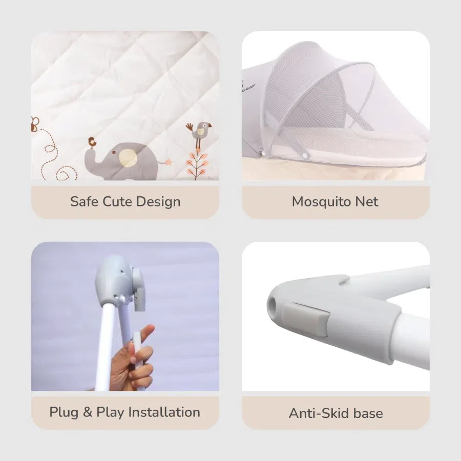 R for Rabbit Lullabies Cradle - Auto Swing With Remote Control, 16 In-Built Soothing Music Tunes, Mosquito Net Baby Cradle, 3-Point Safety, Swing Lock