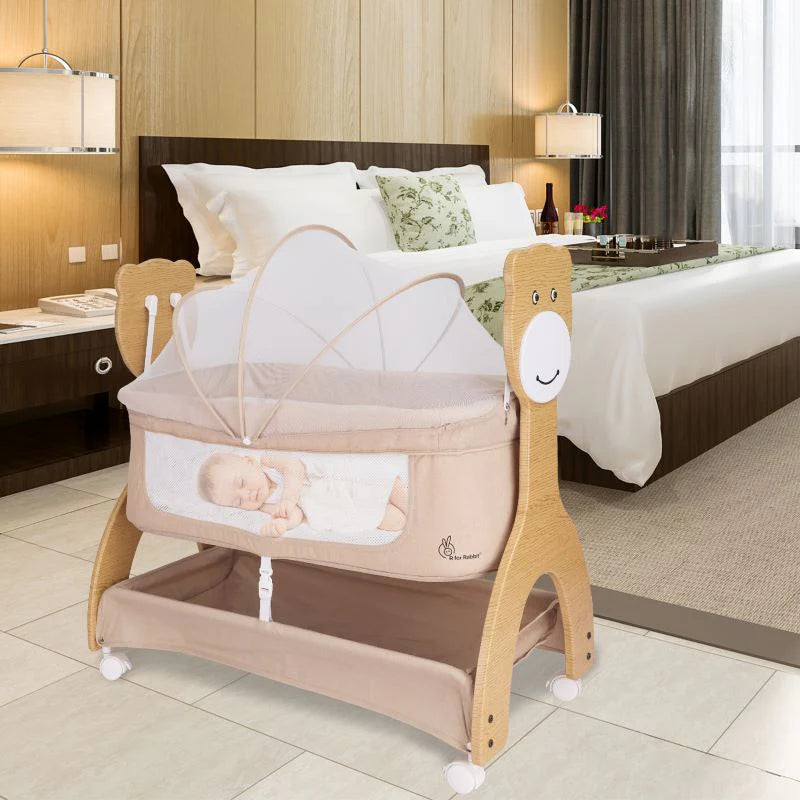 R for Rabbit Lullabies Woodsy Manual Baby Cradle