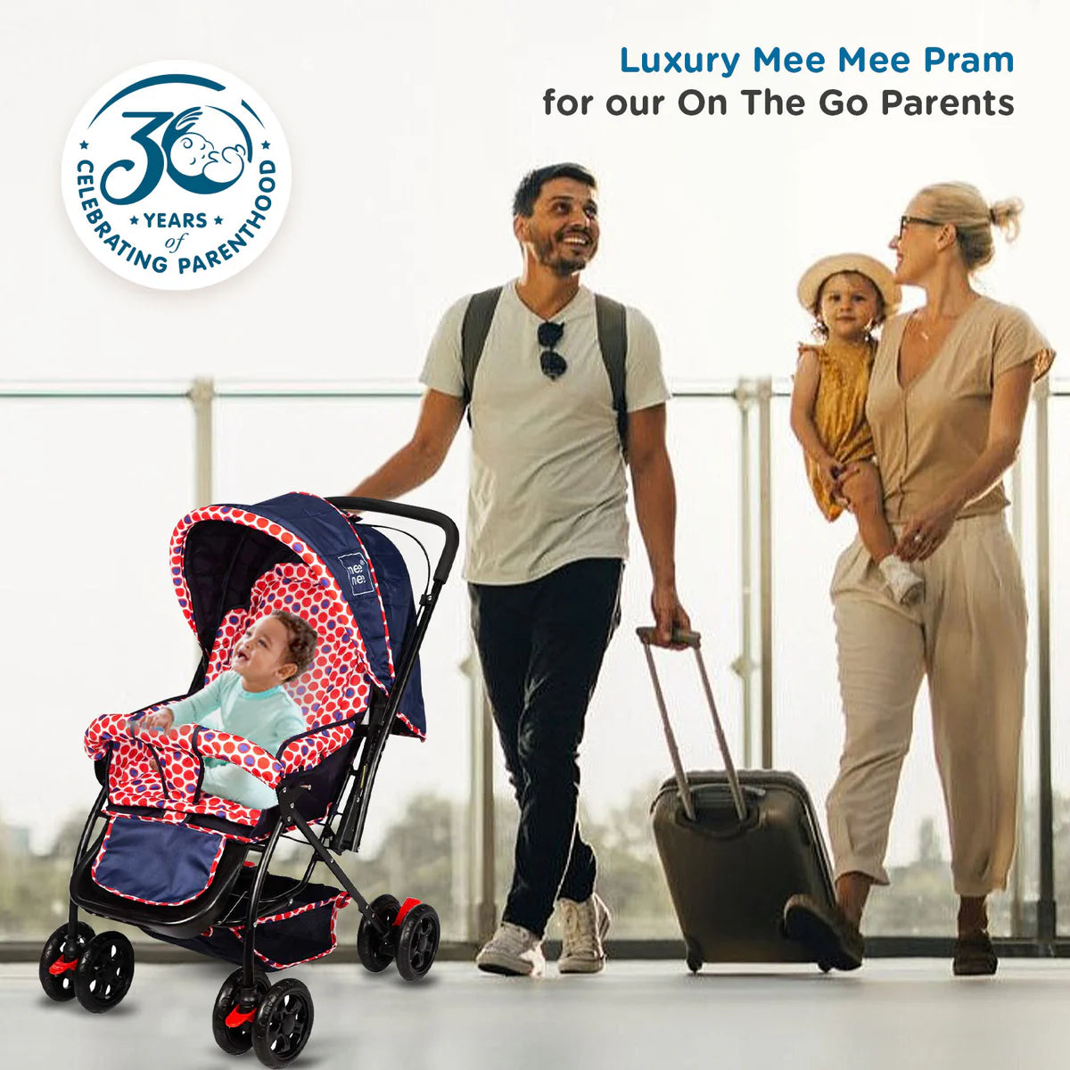 Mee Mee Baby Pram with Adjustable Seating Positions and Reversible Handle