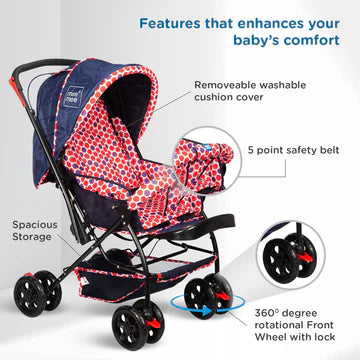 Mee Mee Baby Pram with Adjustable Seating Positions and Reversible Handle