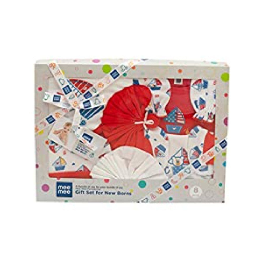 100% Cotton Material Printed Gift Set for New Born Babies (Set of 9 pieces,Red)
