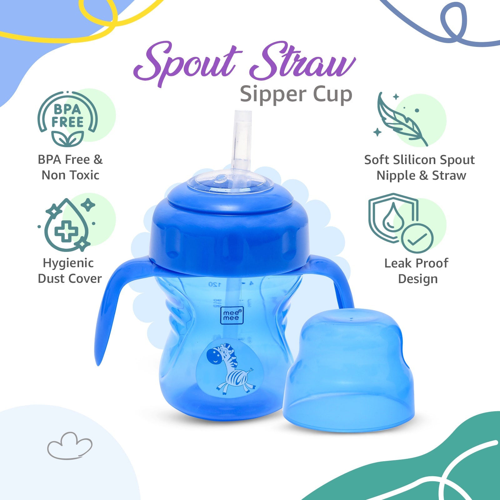 2-in-1 Spout & Straw Sipper Cup (Blue)-150 ml