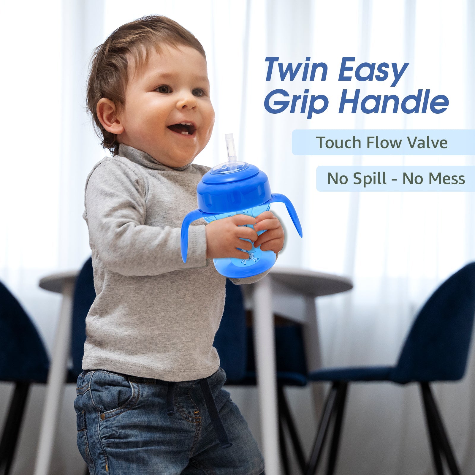 2-in-1 Spout & Straw Sipper Cup (Blue)-150 ml