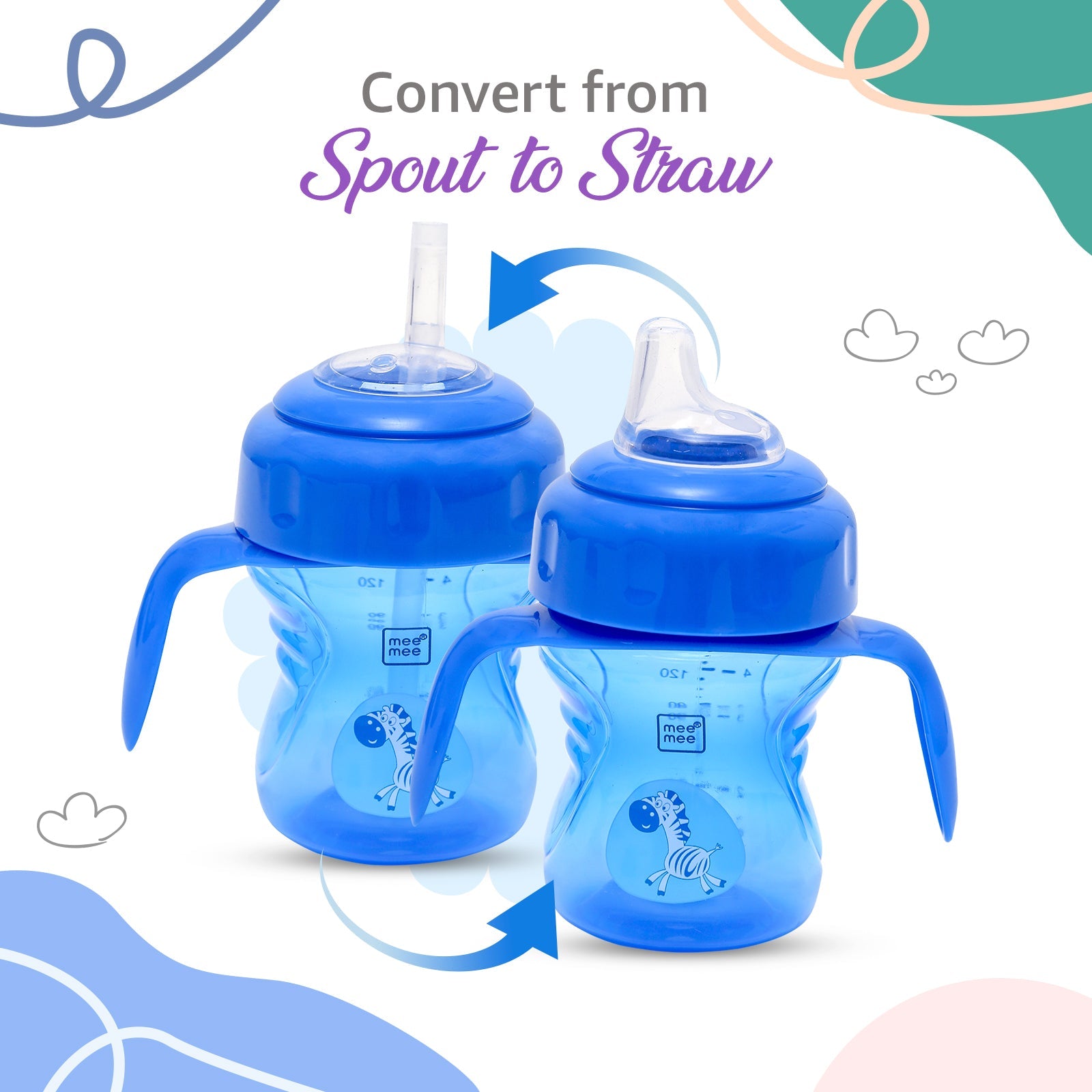 2-in-1 Spout & Straw Sipper Cup (Blue)-150 ml