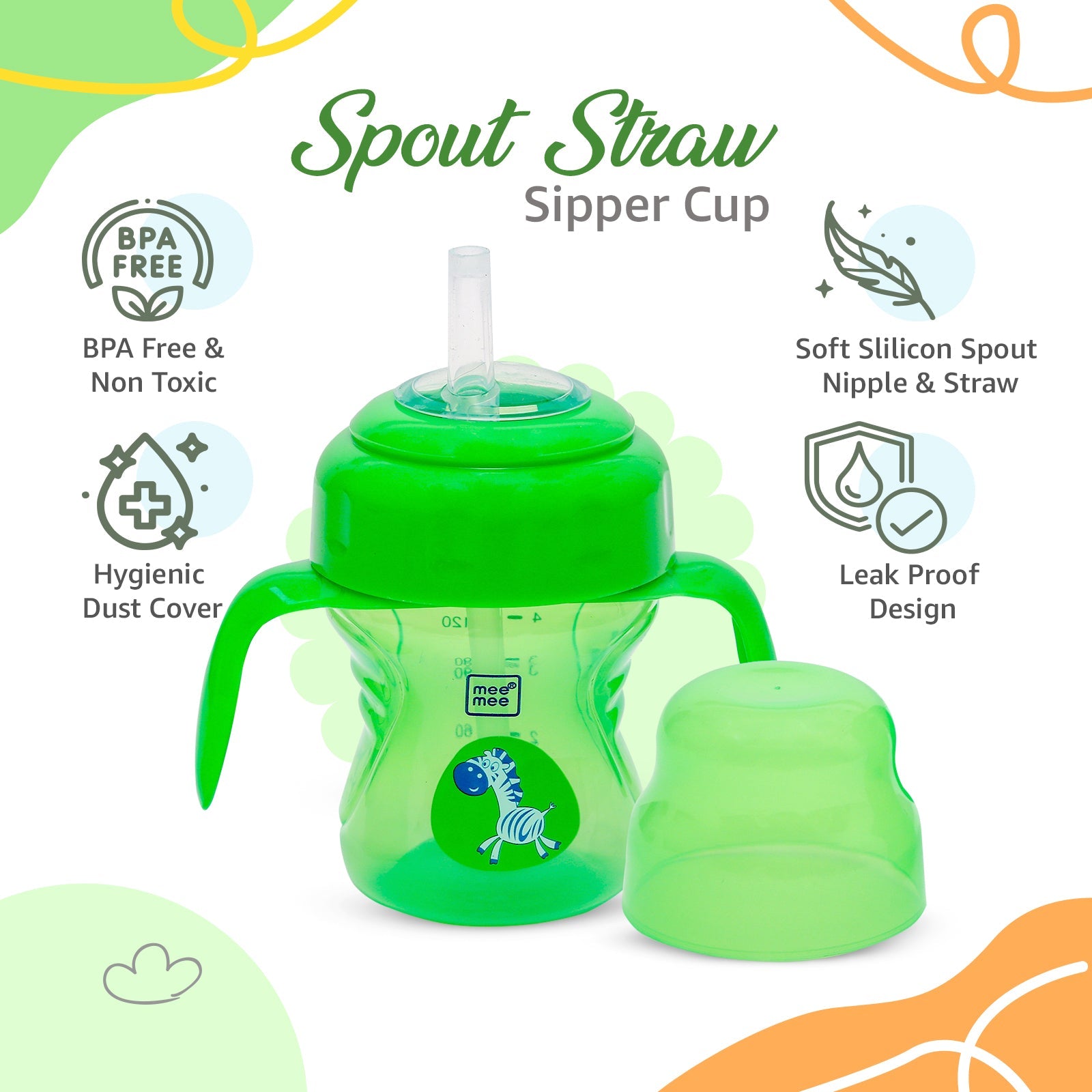 2-in-1 Spout & Straw Sipper Cup (Green)-150 ml