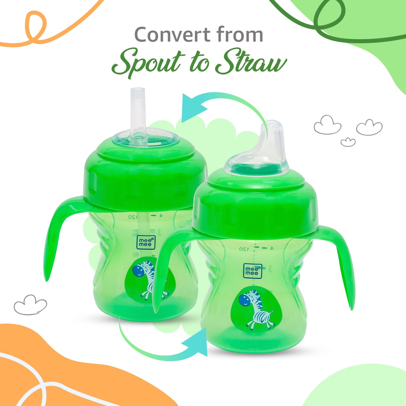 2-in-1 Spout & Straw Sipper Cup (Green)-150 ml
