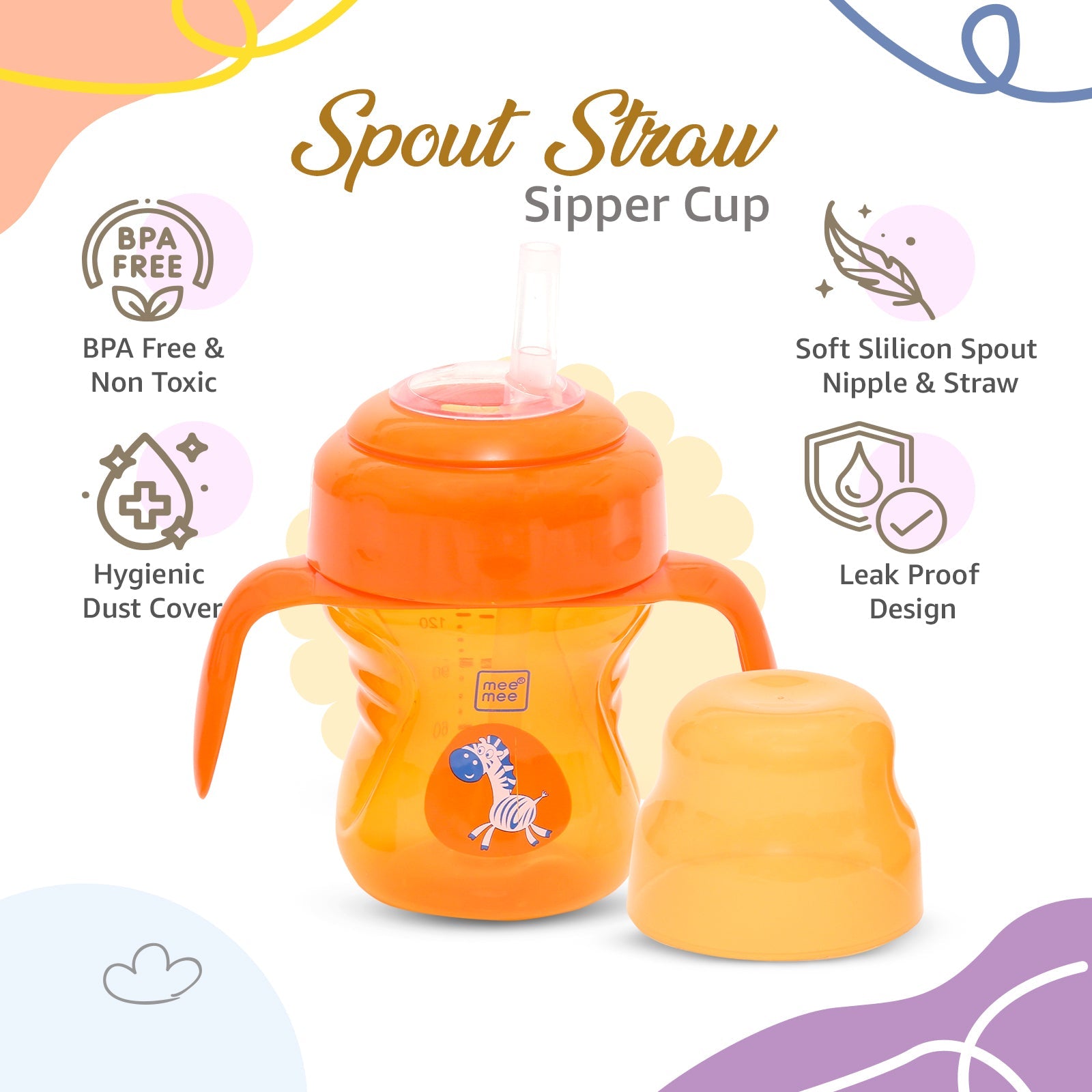 2-in-1 Spout & Straw Sipper Cup (Orange)-150 ml