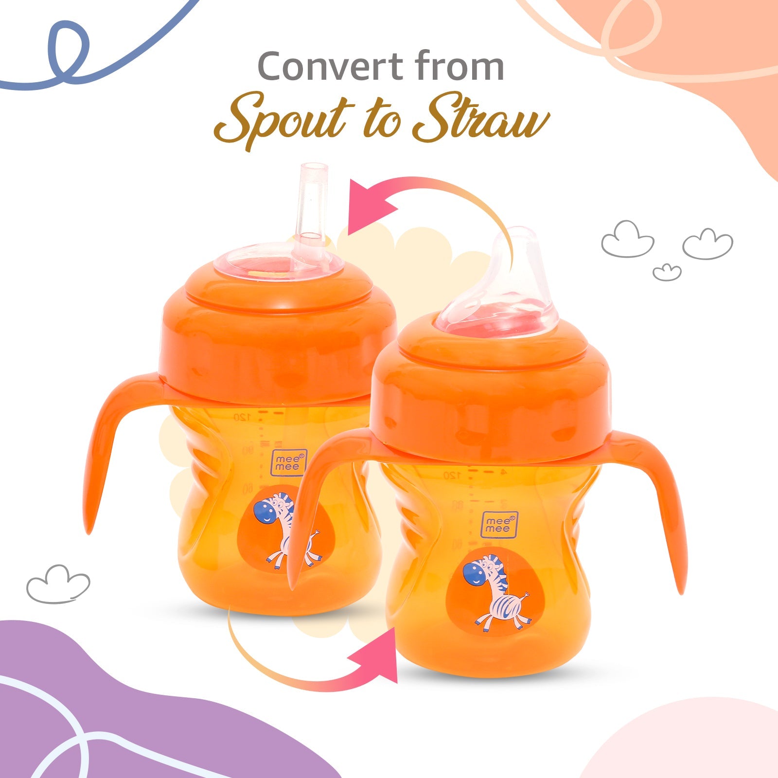 2-in-1 Spout & Straw Sipper Cup (Orange)-150 ml