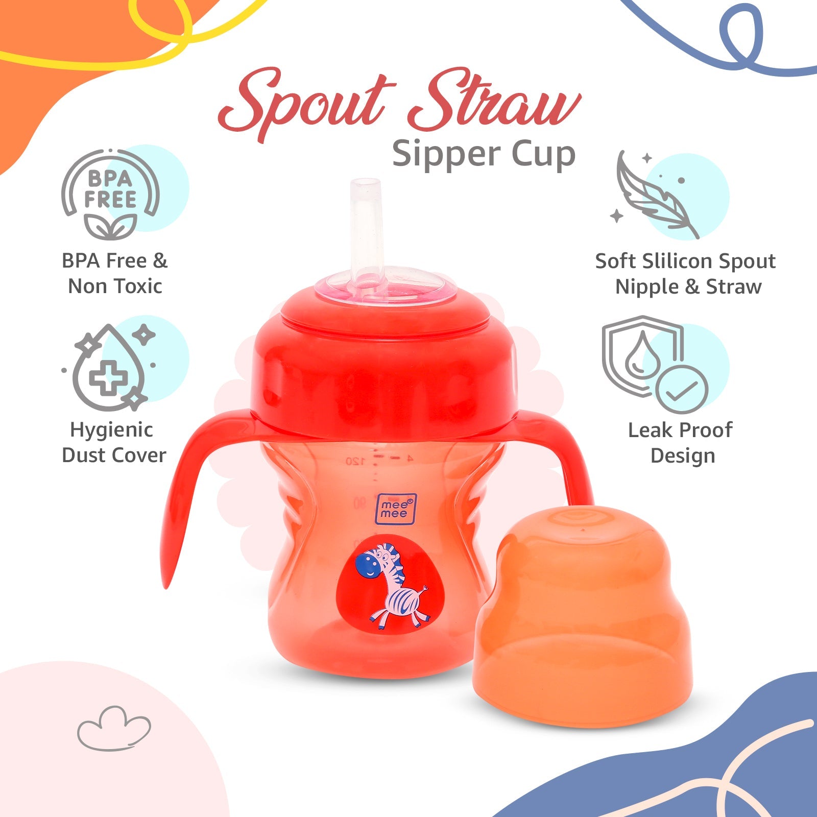 2-in-1 Spout & Straw Sipper Cup (Red)-150 ml