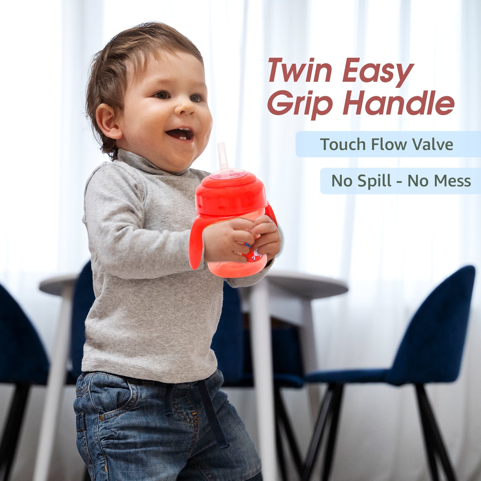2-in-1 Spout & Straw Sipper Cup (Red)-150 ml