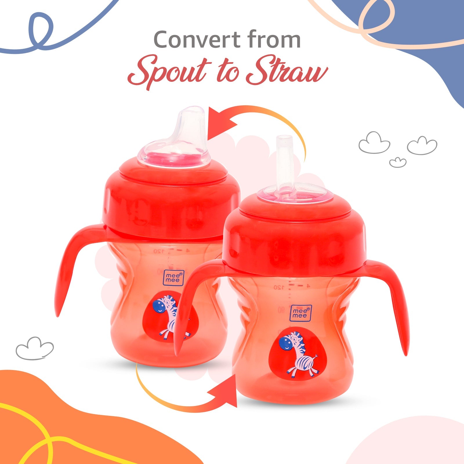 2-in-1 Spout & Straw Sipper Cup (Red)-150 ml