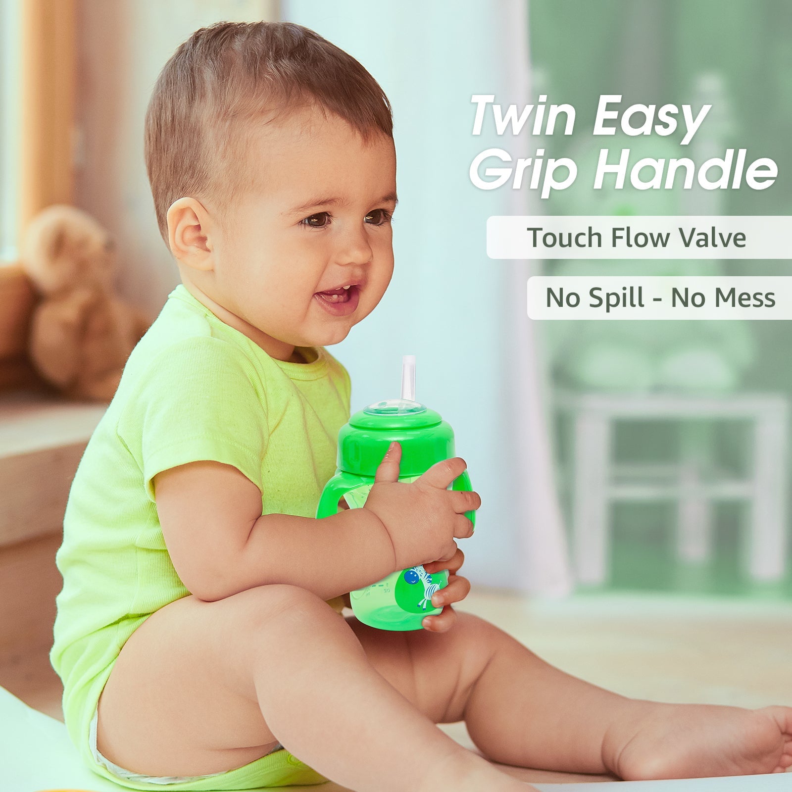 2-in-1 Spout & Straw Sipper Cup (Green)-240 ml