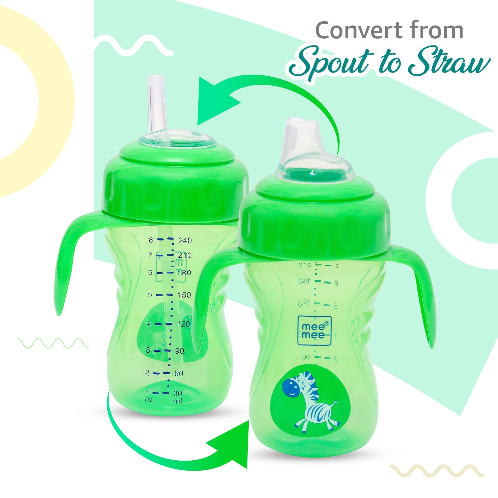 2-in-1 Spout & Straw Sipper Cup (Green)-240 ml