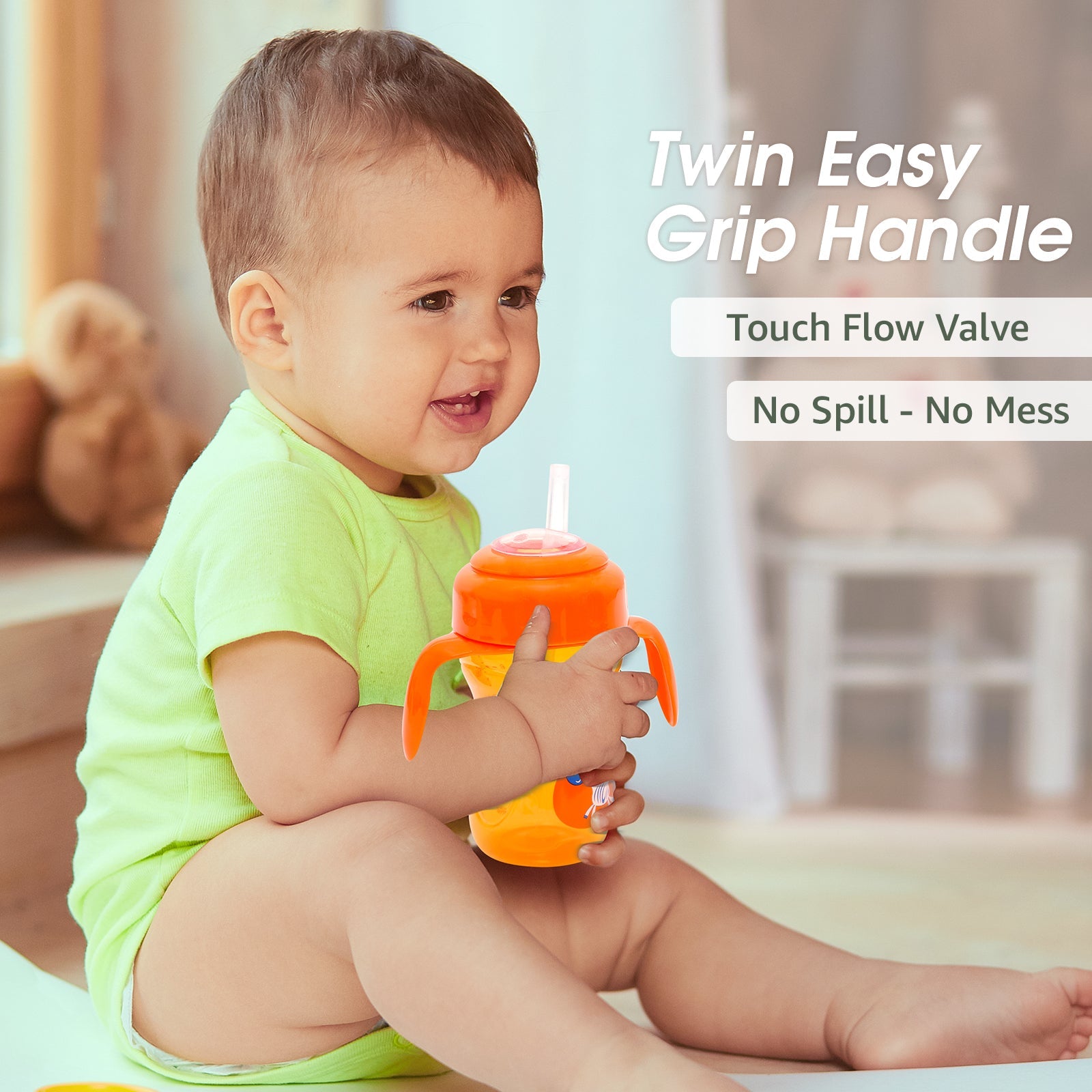 2-in-1 Spout & Straw Sipper Cup (Orange)-240 ml