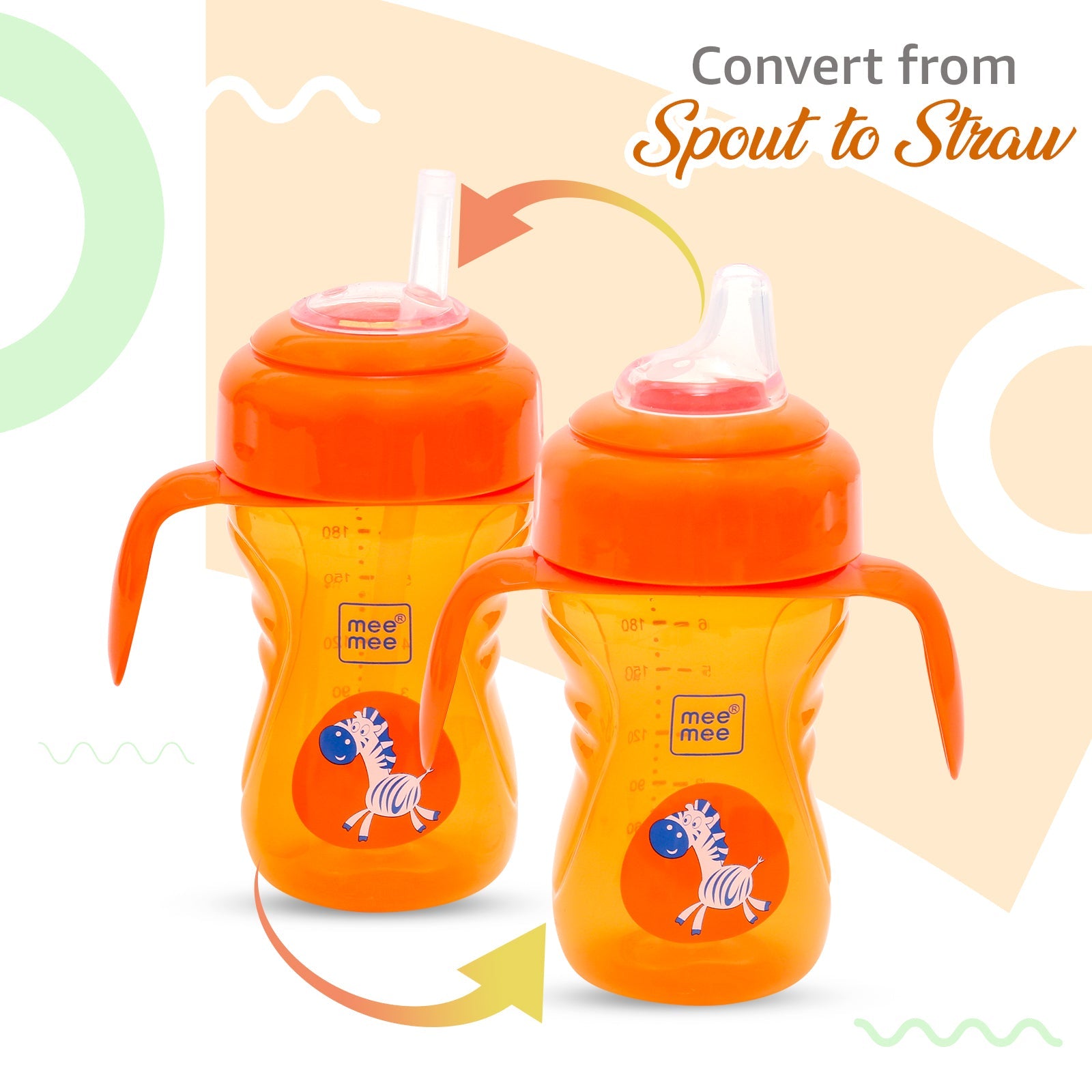2-in-1 Spout & Straw Sipper Cup (Orange)-240 ml
