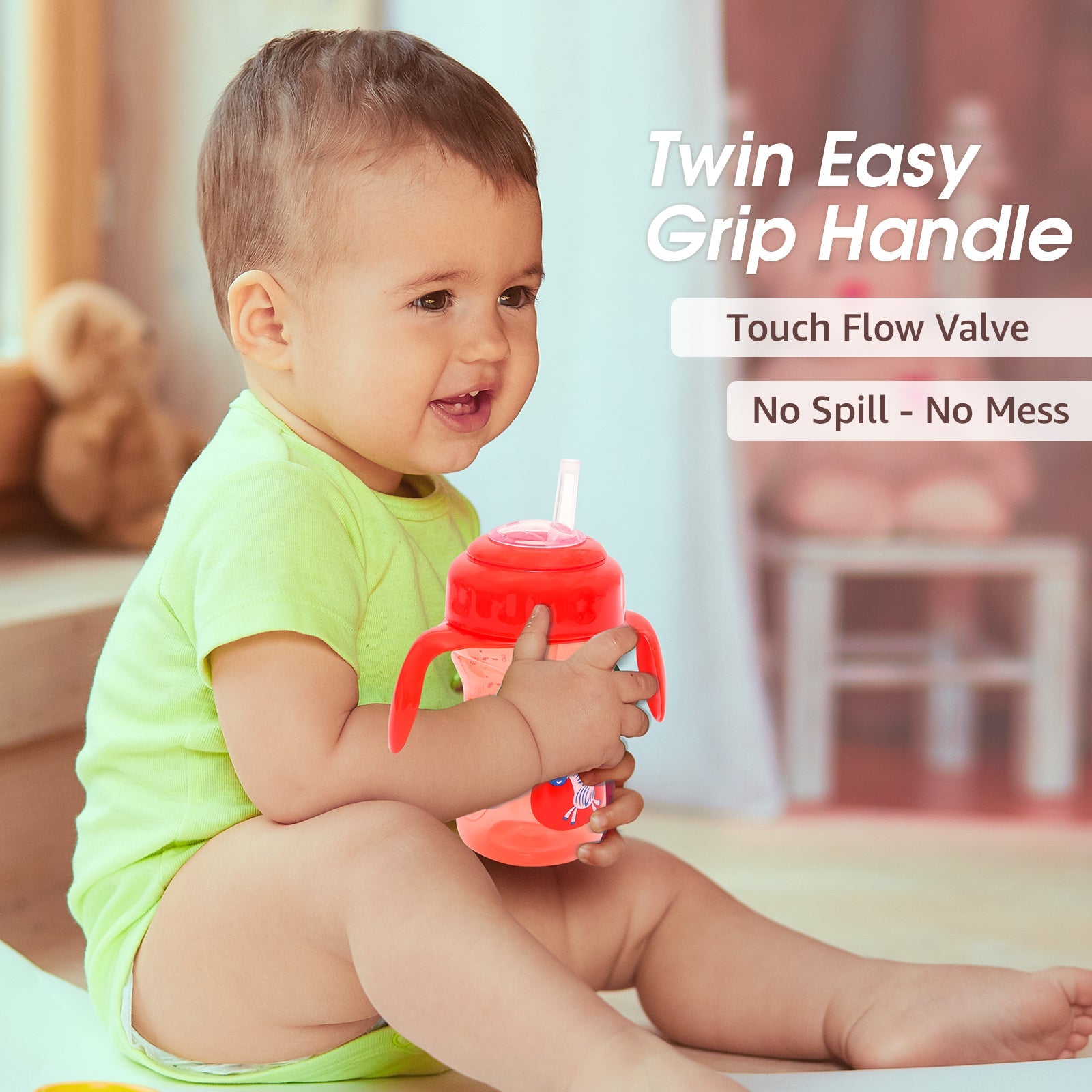 2-in-1 Spout & Straw Sipper Cup (Red)-240 ml