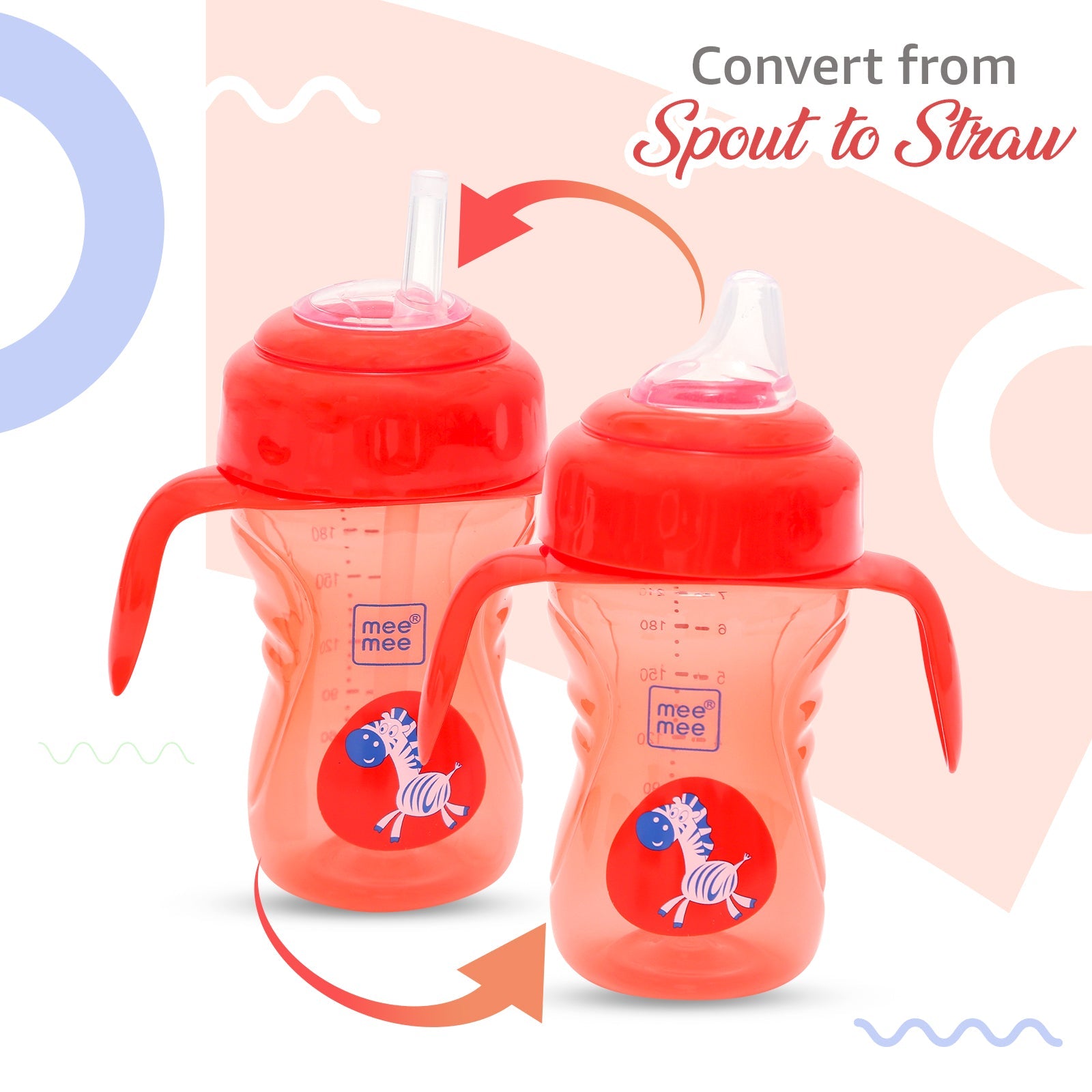2-in-1 Spout & Straw Sipper Cup (Red)-240 ml