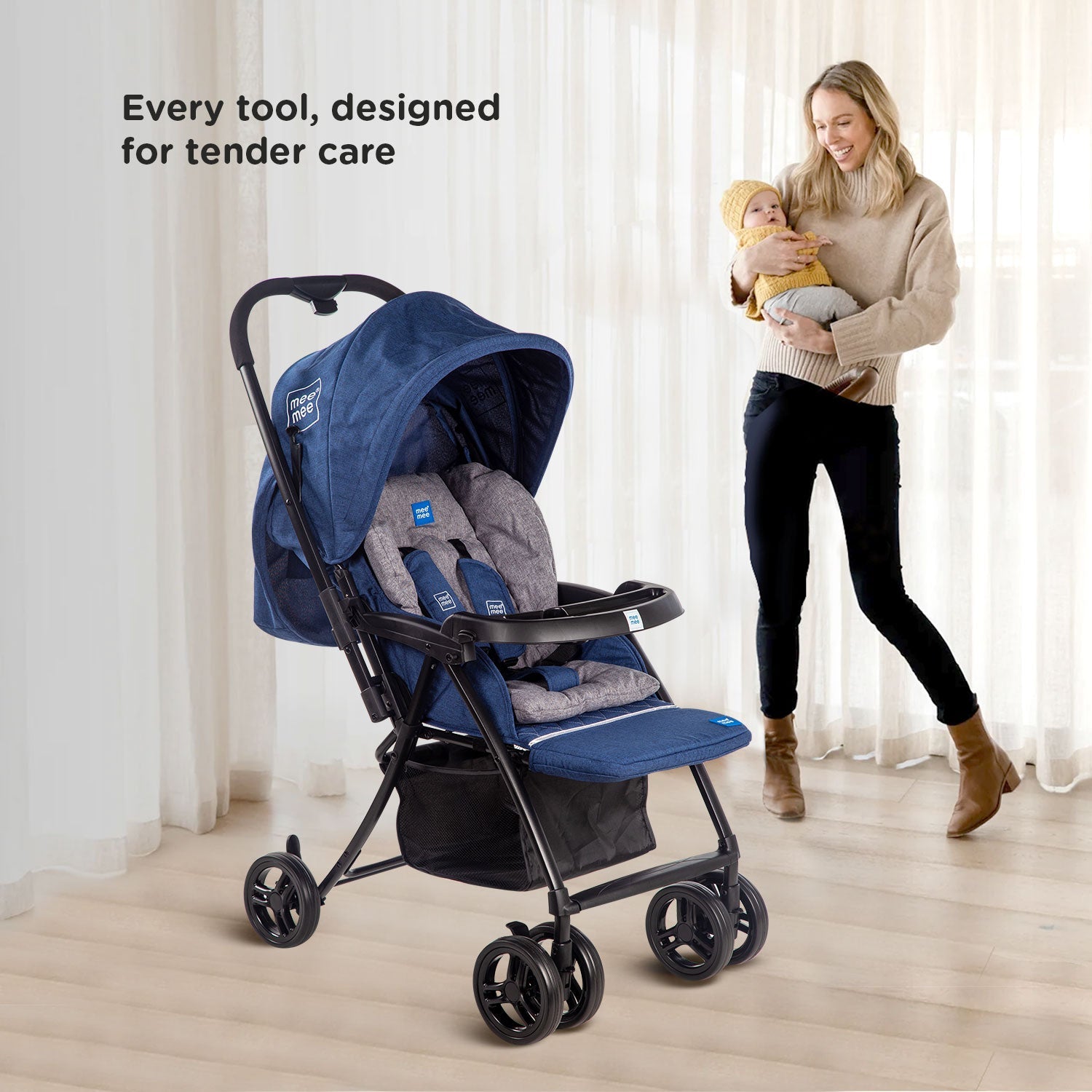 Mee Mee Easy to Push Baby Pram with Quick One-Hand Folding