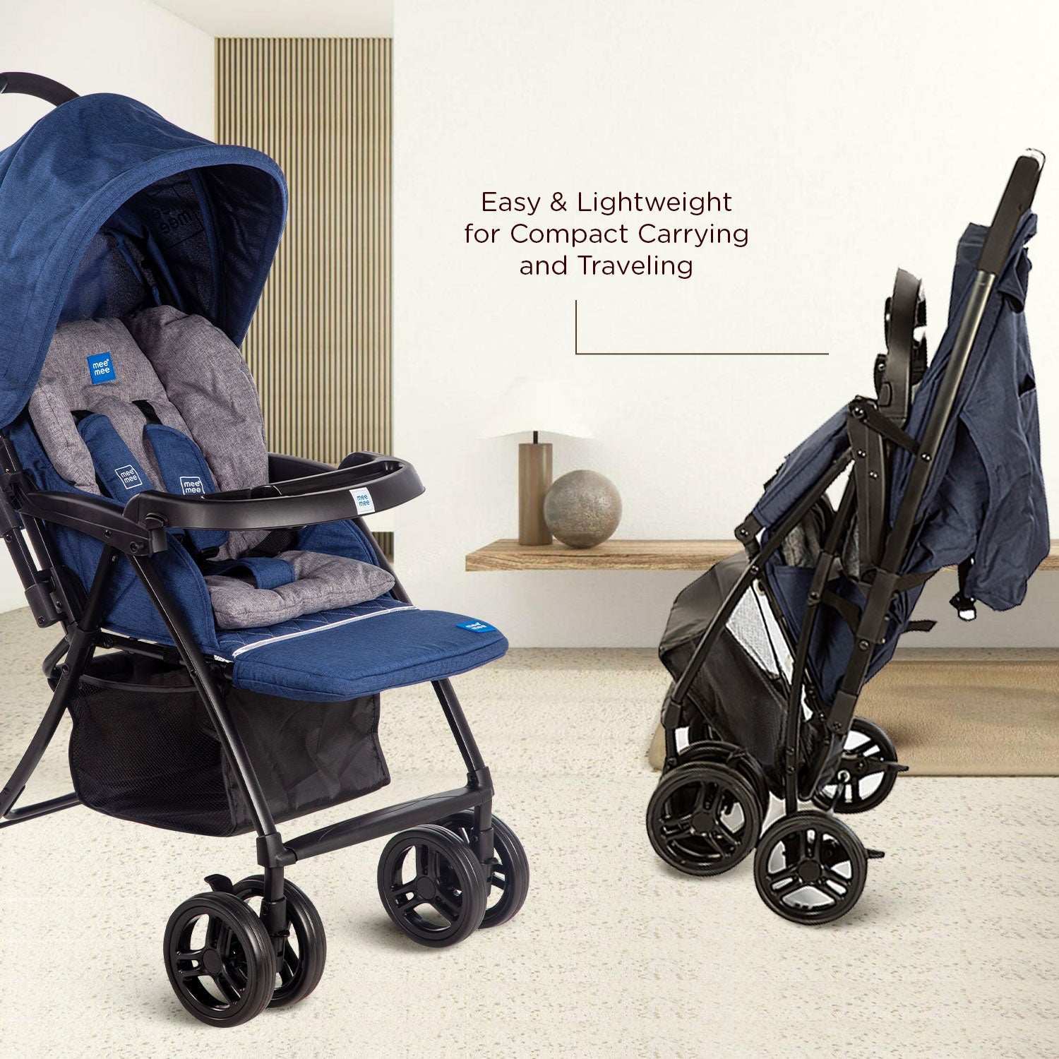 Mee Mee Easy to Push Baby Pram with Quick One-Hand Folding