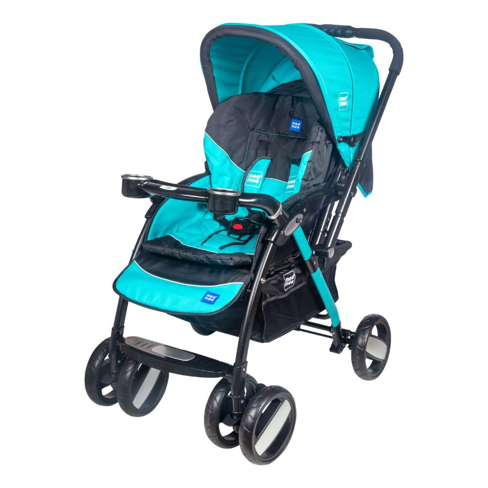 Mee Mee Advanced Baby Pram with Shock Absorber Wheels (Dark Blue)