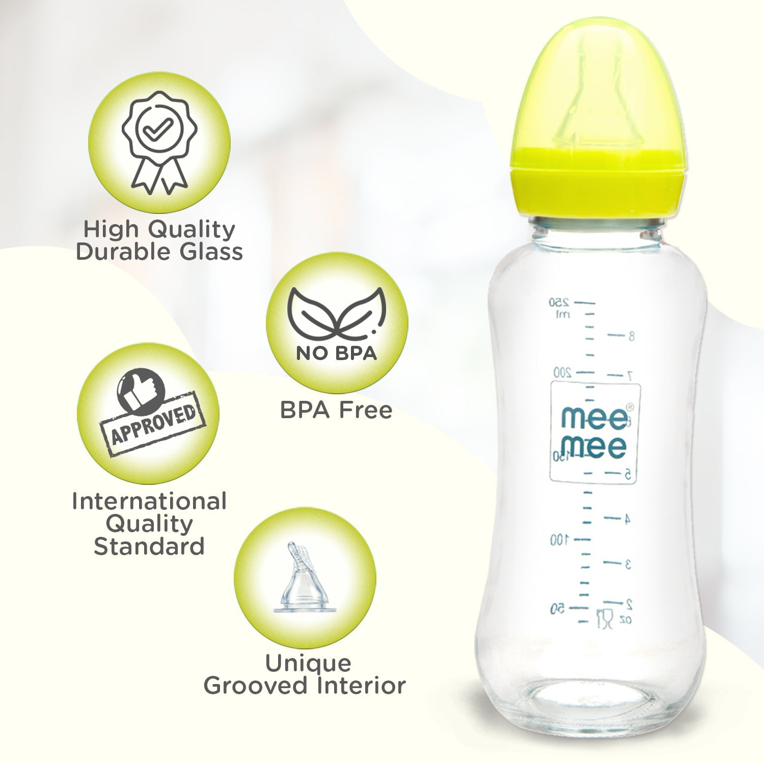 120ml Premium Glass Feeding Bottle (Blue) (240 ml, Green)