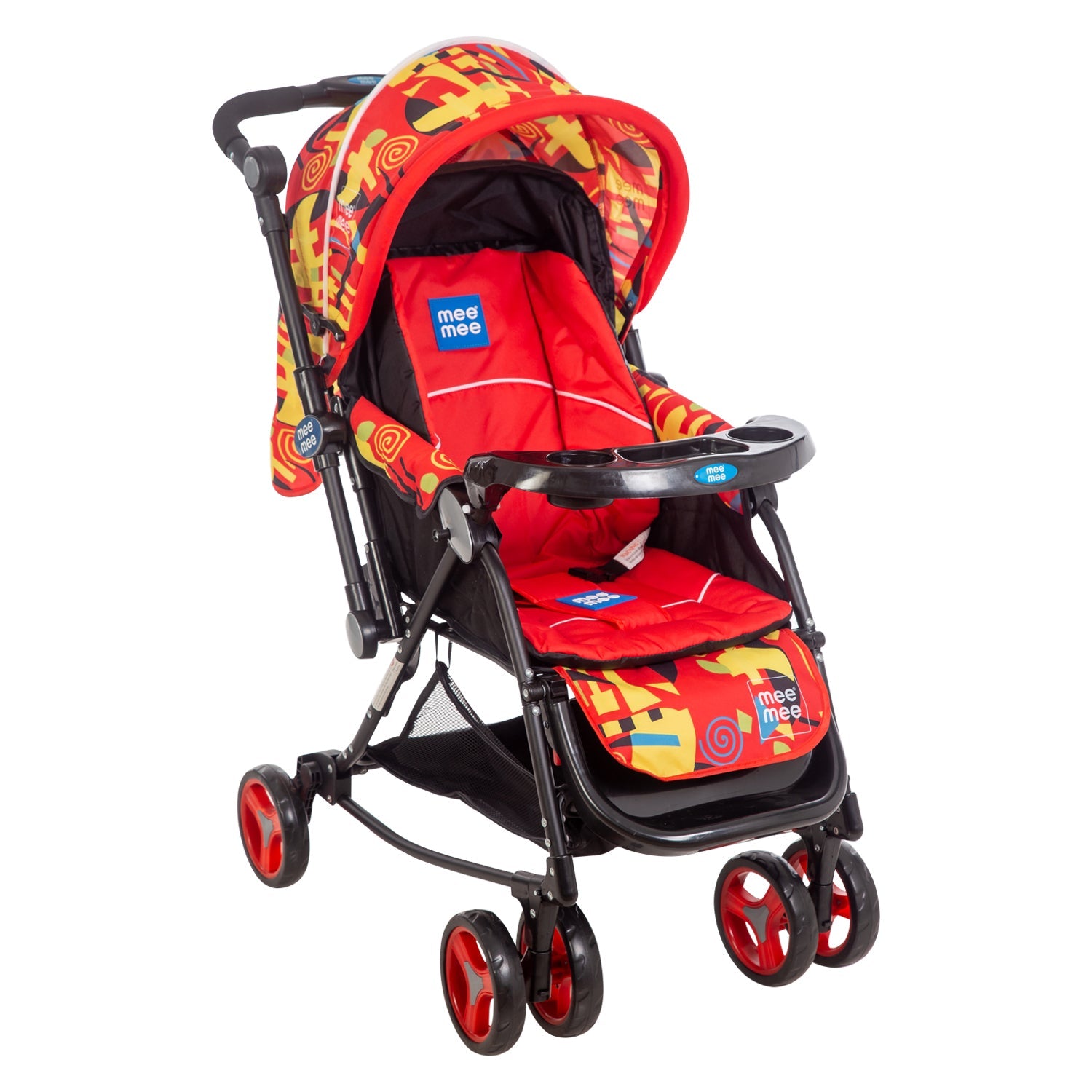 Mee Mee Pram with Rocker Function | Adjustable Handle Height - Red