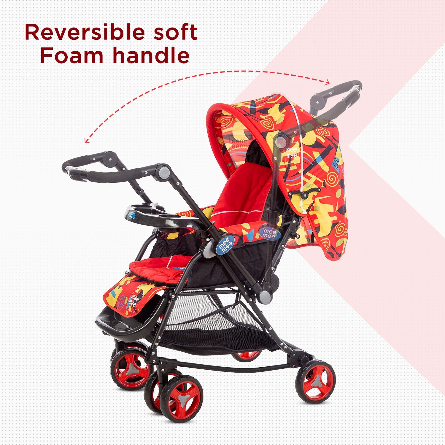 Mee Mee Pram with Rocker Function | Adjustable Handle Height - Red
