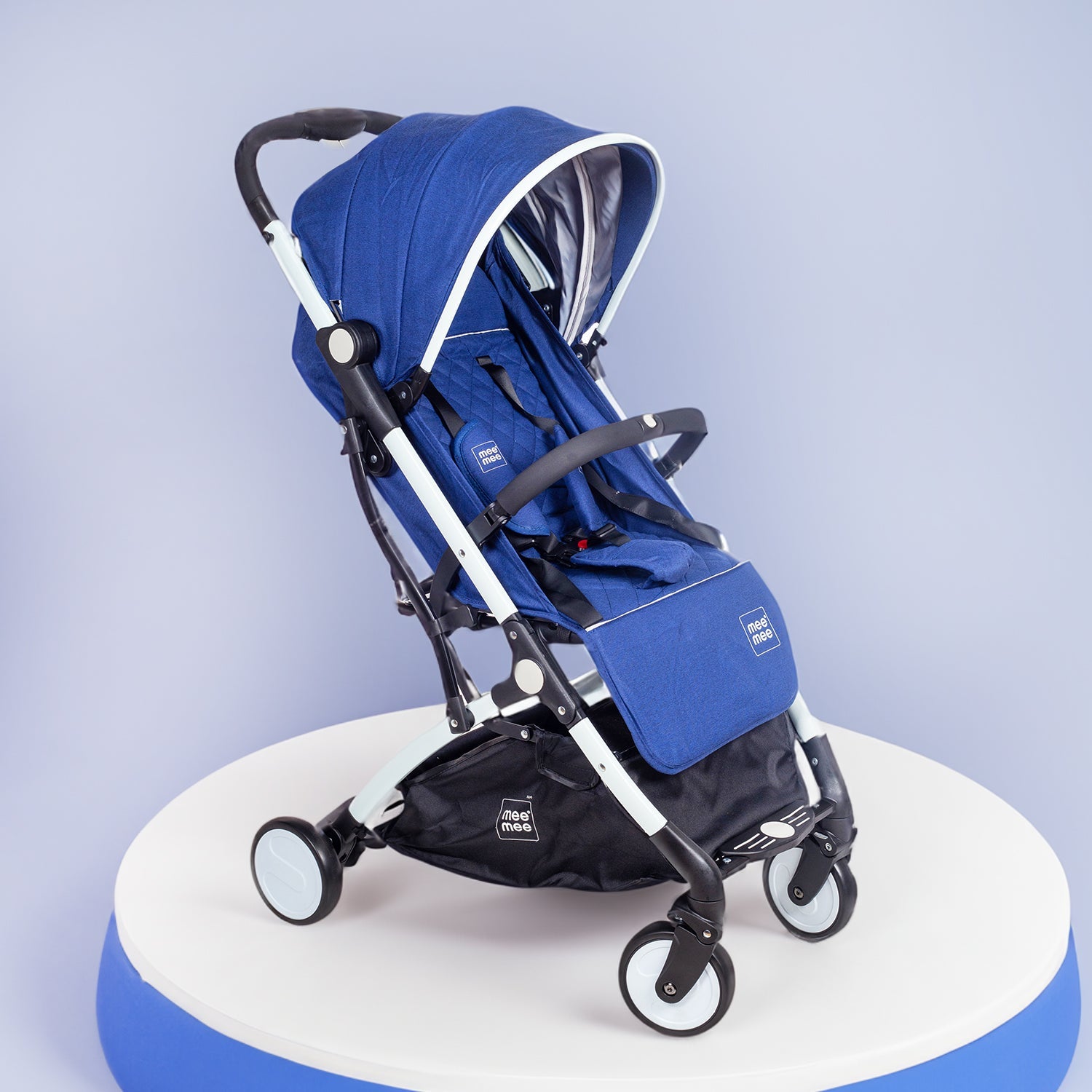Mee Mee Premium Stylish Portable Baby Stroller Pram with Compact Tri-Fold | Travel-Friendly - Blue
