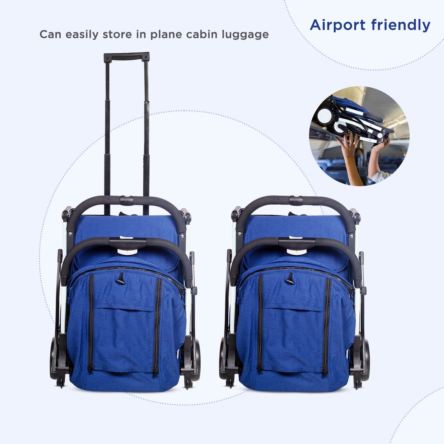 Mee Mee Premium Stylish Portable Baby Stroller Pram with Compact Tri-Fold | Travel-Friendly - Blue