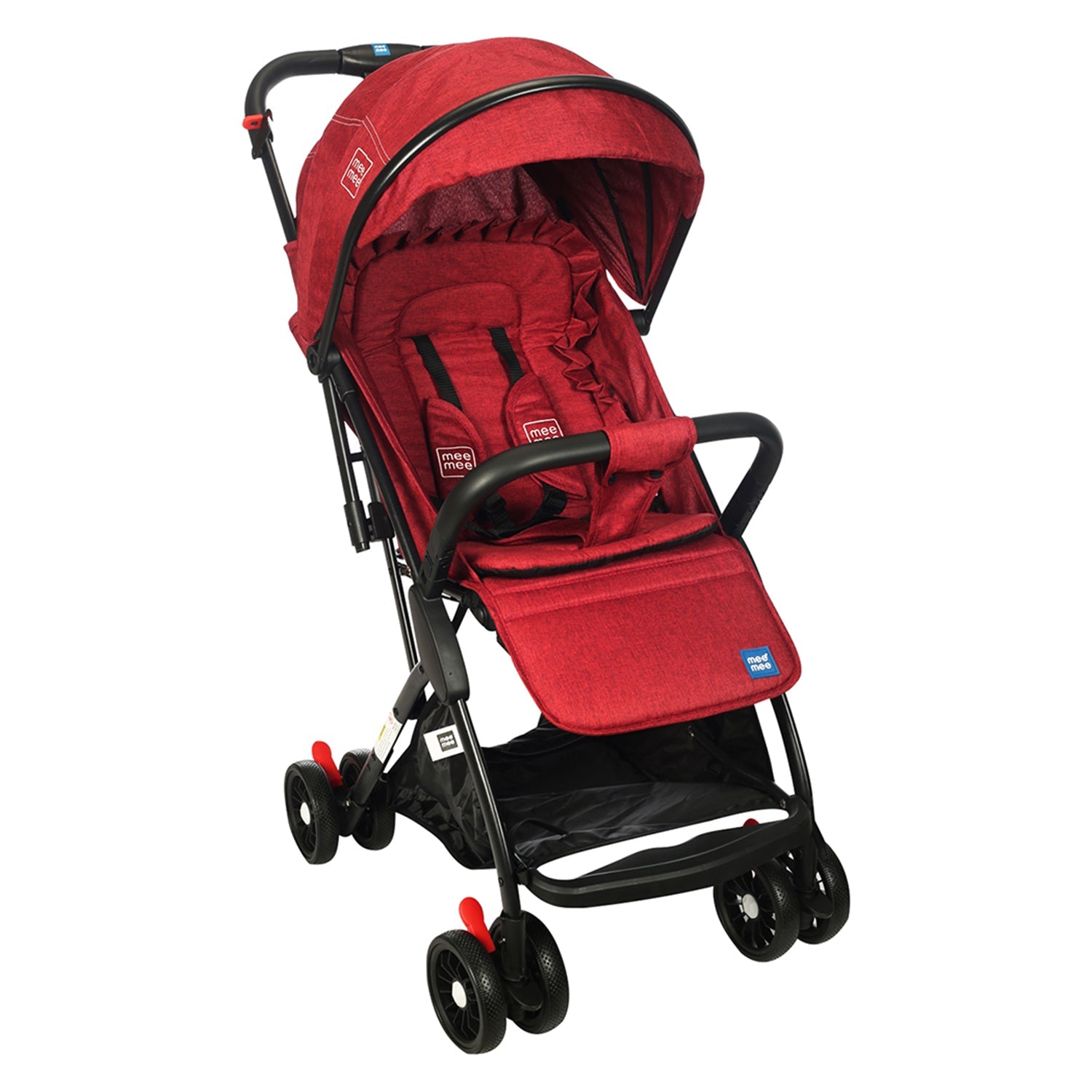 Mee Mee Stylish Portable Baby Stroller Pram with Compact Tri-Fold | Travel - Friendly (Red)