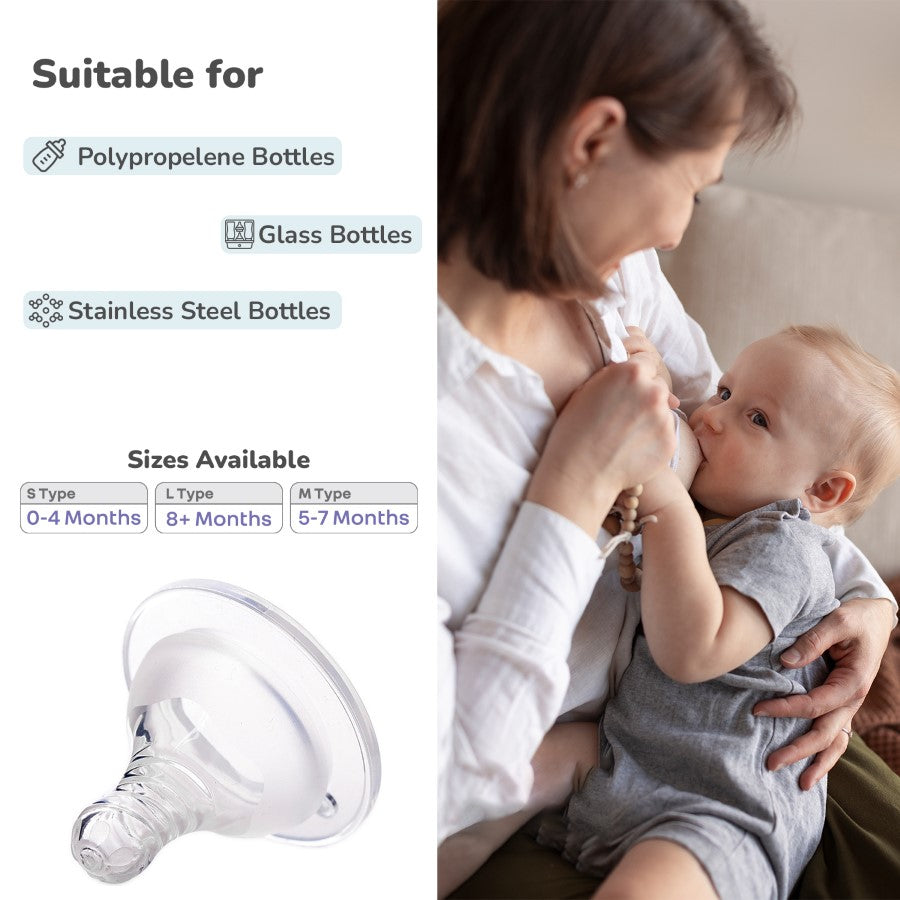 R for Rabbit First Feed Soft Silicone Teat for Glass Bottles, PP Bottles, and SS Bottles Pack of 2