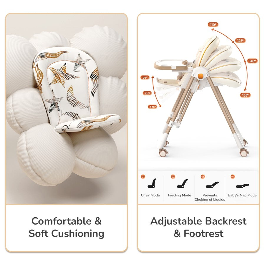R for Rabbit Marshmallow Smart High Chair For Kids 2-in-1 Multipurpose High Chair with Swing