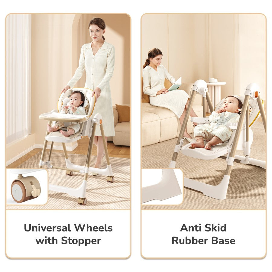 R for Rabbit Marshmallow Smart High Chair For Kids 2-in-1 Multipurpose High Chair with Swing