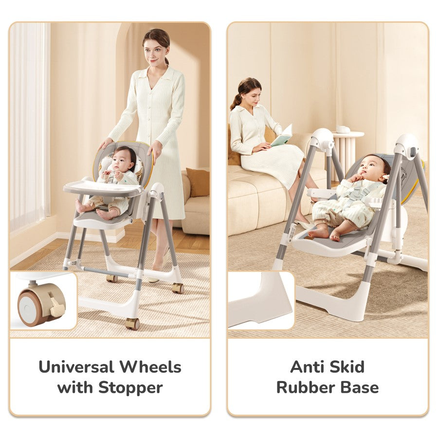 R for Rabbit Marshmallow Smart High Chair For Kids 2-in-1 Multipurpose High Chair with Swing