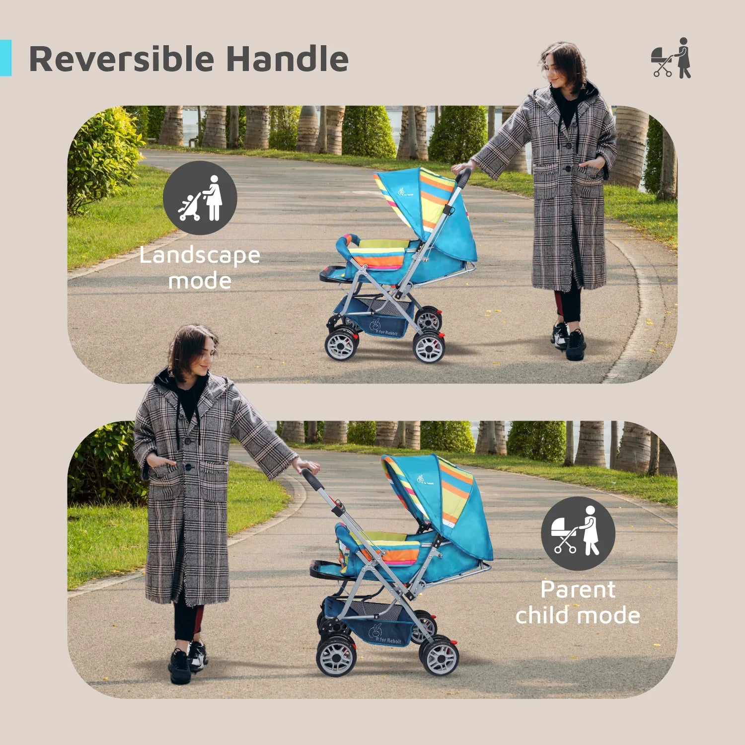 R for Rabbit Lollipop Lite Stroller - Travel Friendly, Easy To Fold, Reversible Handle, Wheel Lock, Adjustable Leg Rest